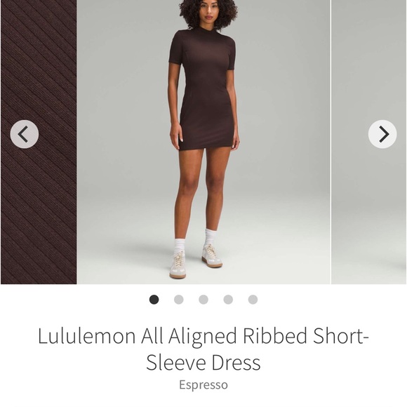 lululemon athletica Dresses & Skirts - Lululemon All Aligned Ribbed Short-Sleeve Dress Espresso Sz 6